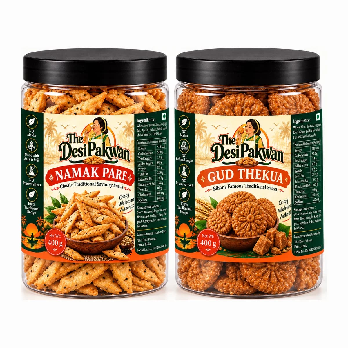 Gud Thekua + Namak Pare — pack shot